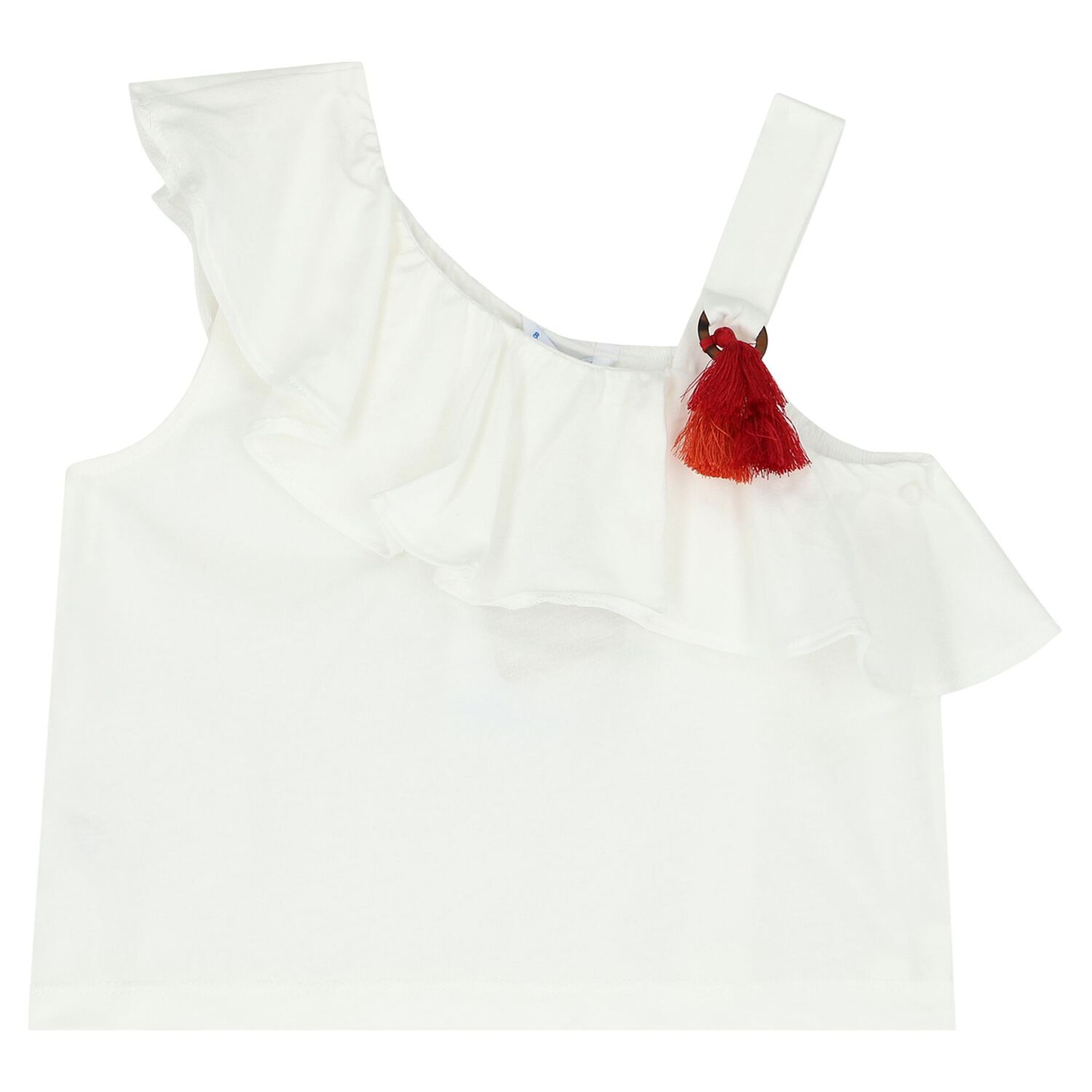 Girls White & Orange Shorts Set, 1, hi-res image number null