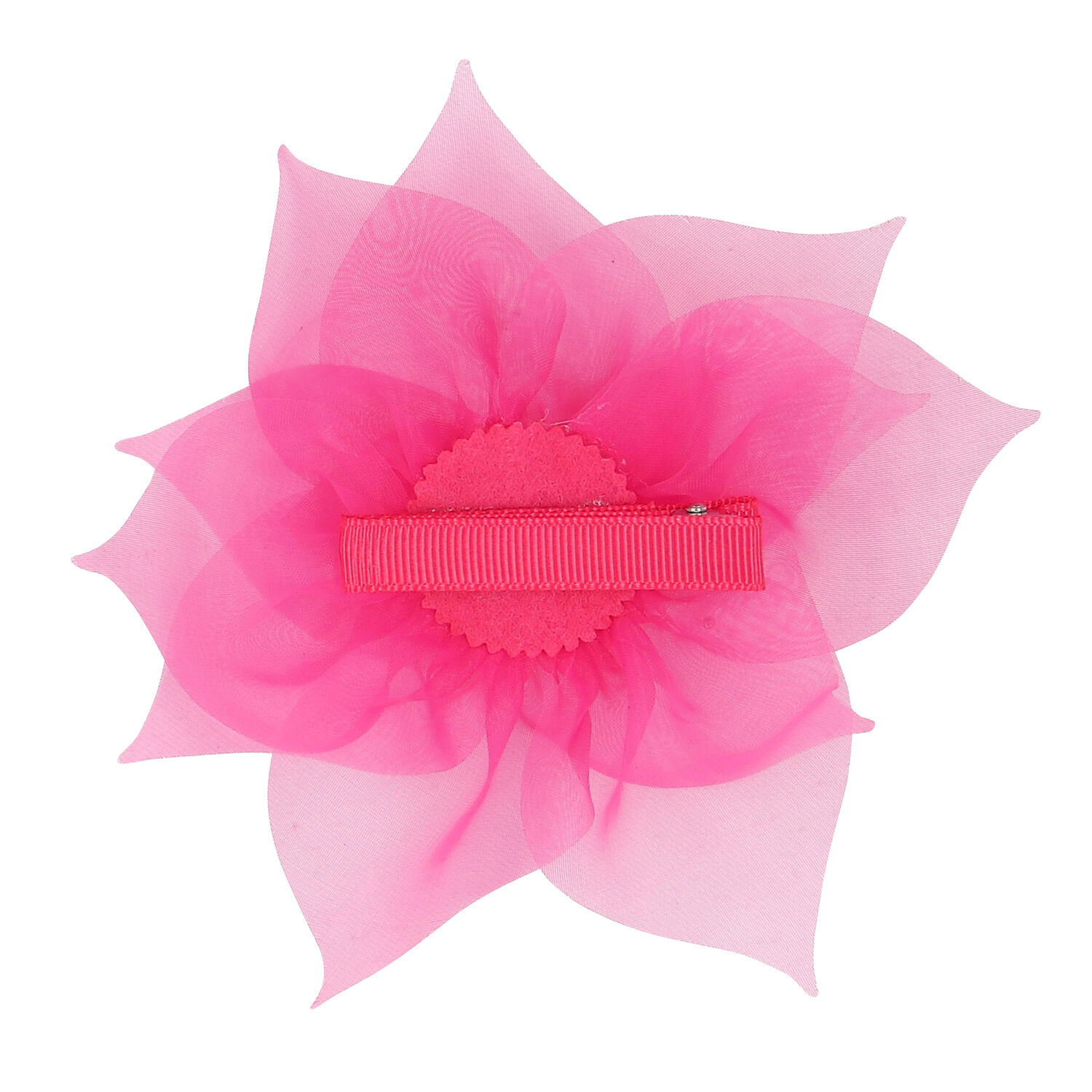 Girls Pink Tulle Flower Hair Clip, 1, hi-res