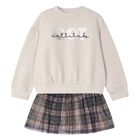 Girls Beige & Green Skirt Set, 2, hi-res