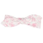 Baby Girls White & Pink Toile de Jouy Bow Headband, 1, hi-res