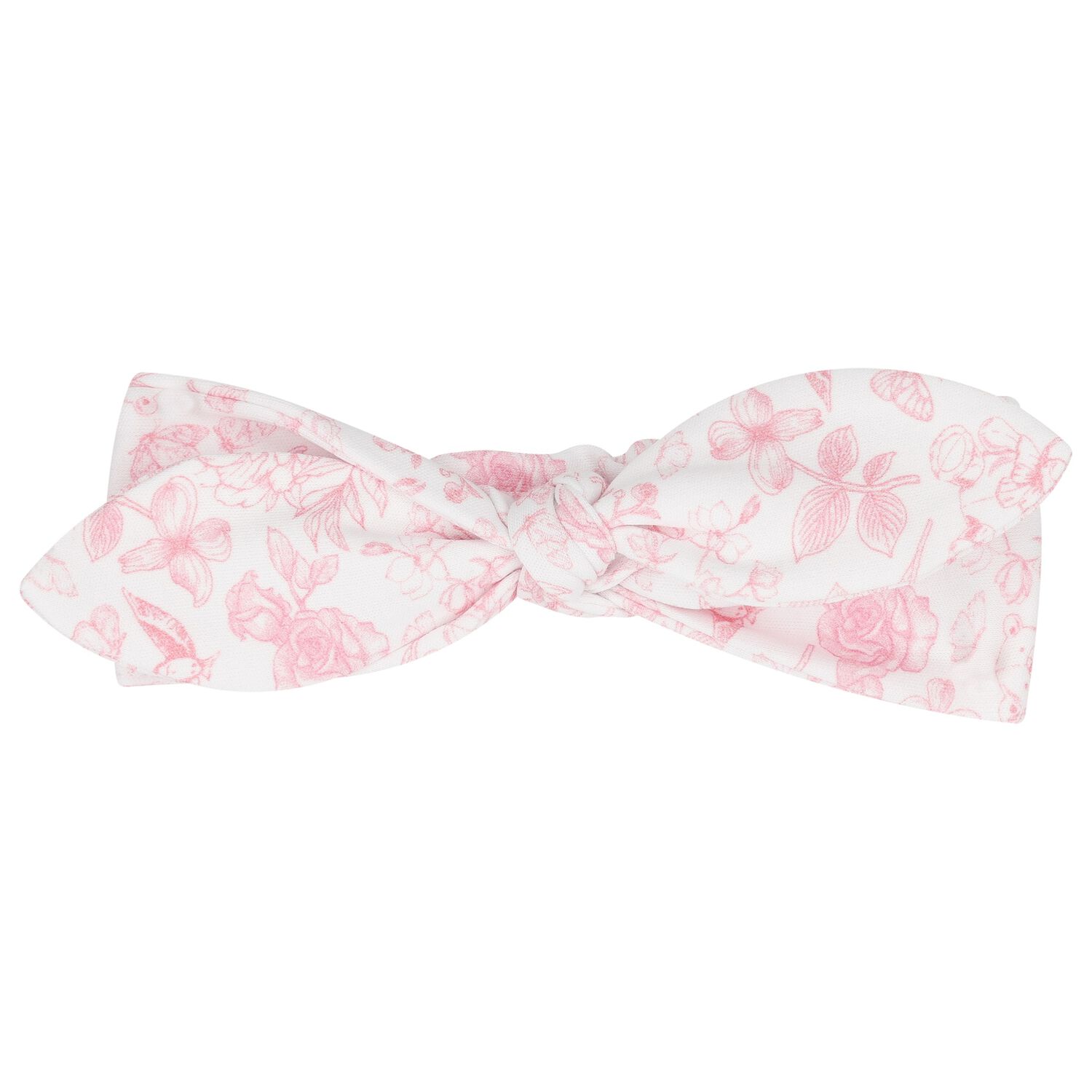 Baby Girls White & Pink Toile de Jouy Bow Headband, 1, hi-res image number null