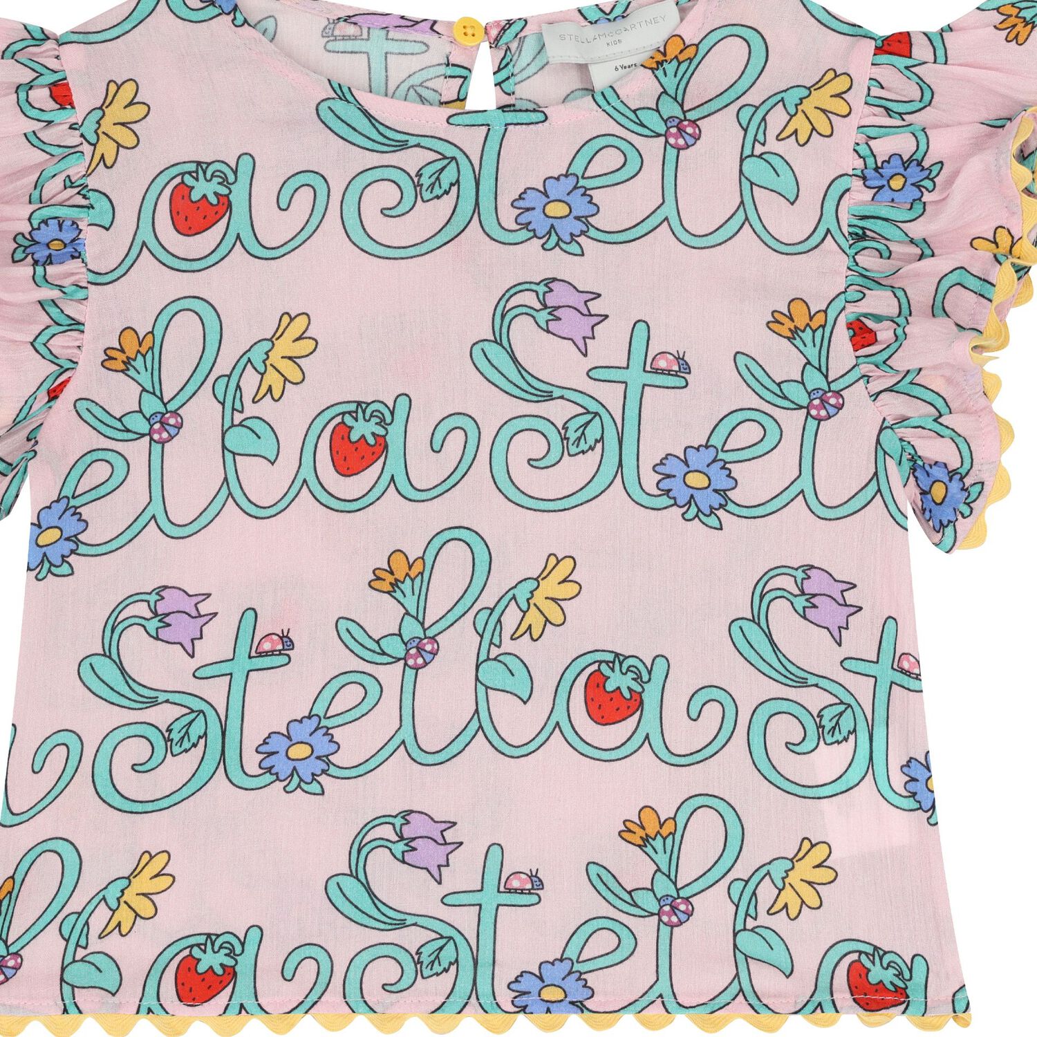 Girls Pink Floral Logo Blouse, 1, hi-res