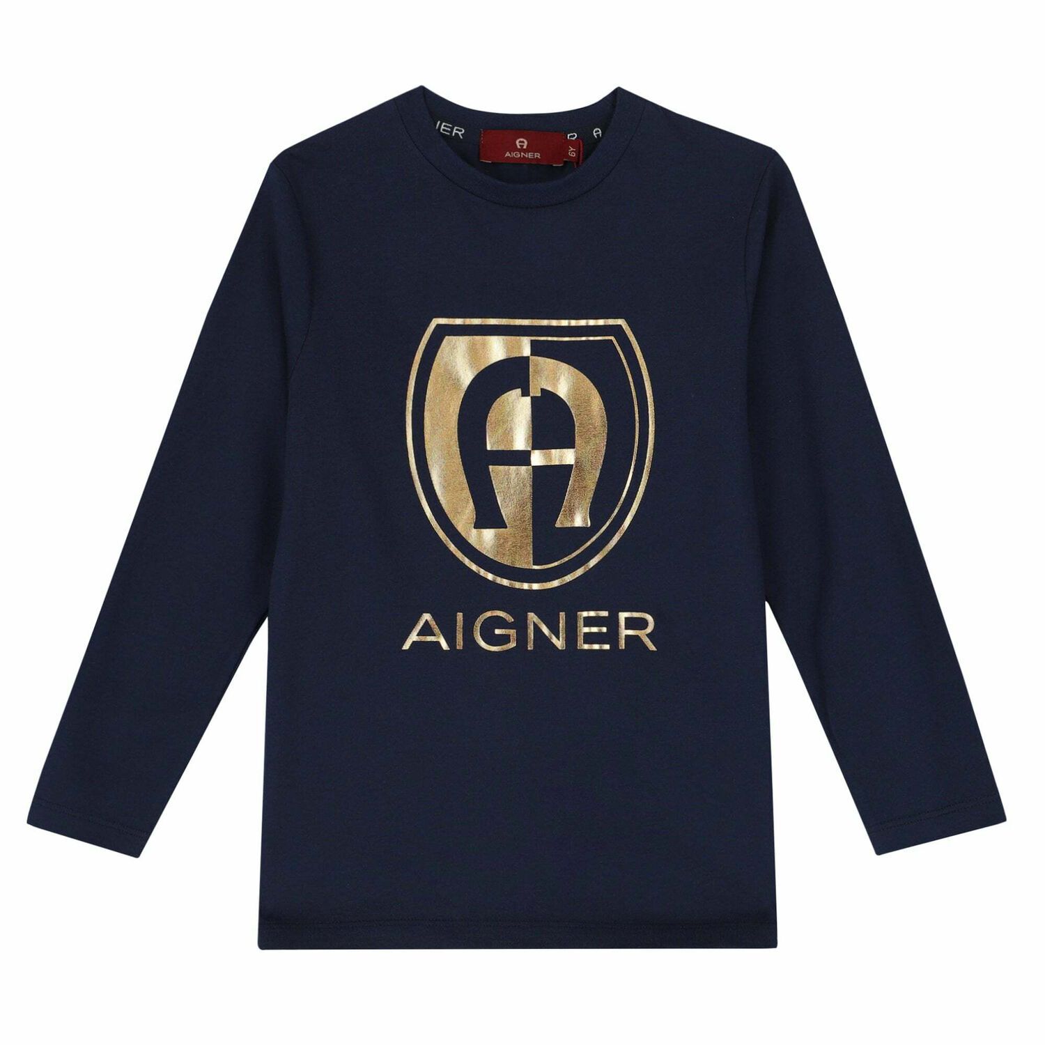 Boys Navy Blue Logo Top, 2, hi-res
