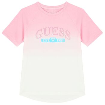 Girls Pink & White Logo T-Shirt