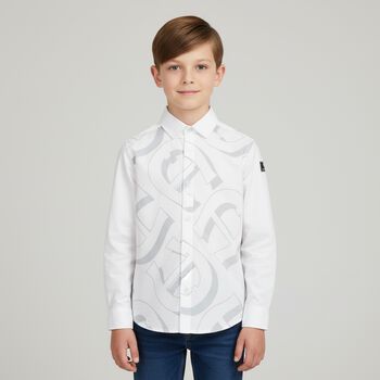 Boys White Logo Shirt