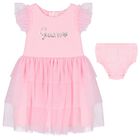 Baby Girls Pink Logo Tulle Dress Set, 1, hi-res