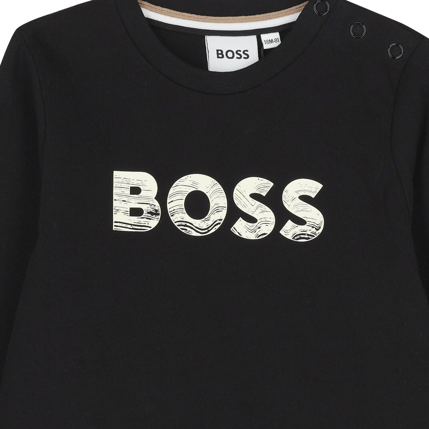 Younger Boys Black Logo Long Sleeve Top, 1, hi-res image number null
