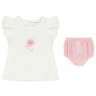 Baby Girls White & Pink Shorts Set, 1, hi-res