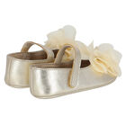 Baby Girls Gold Flower Shoes, 1, hi-res