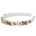 Girls White Floral Embellished Headband, 1, hi-res