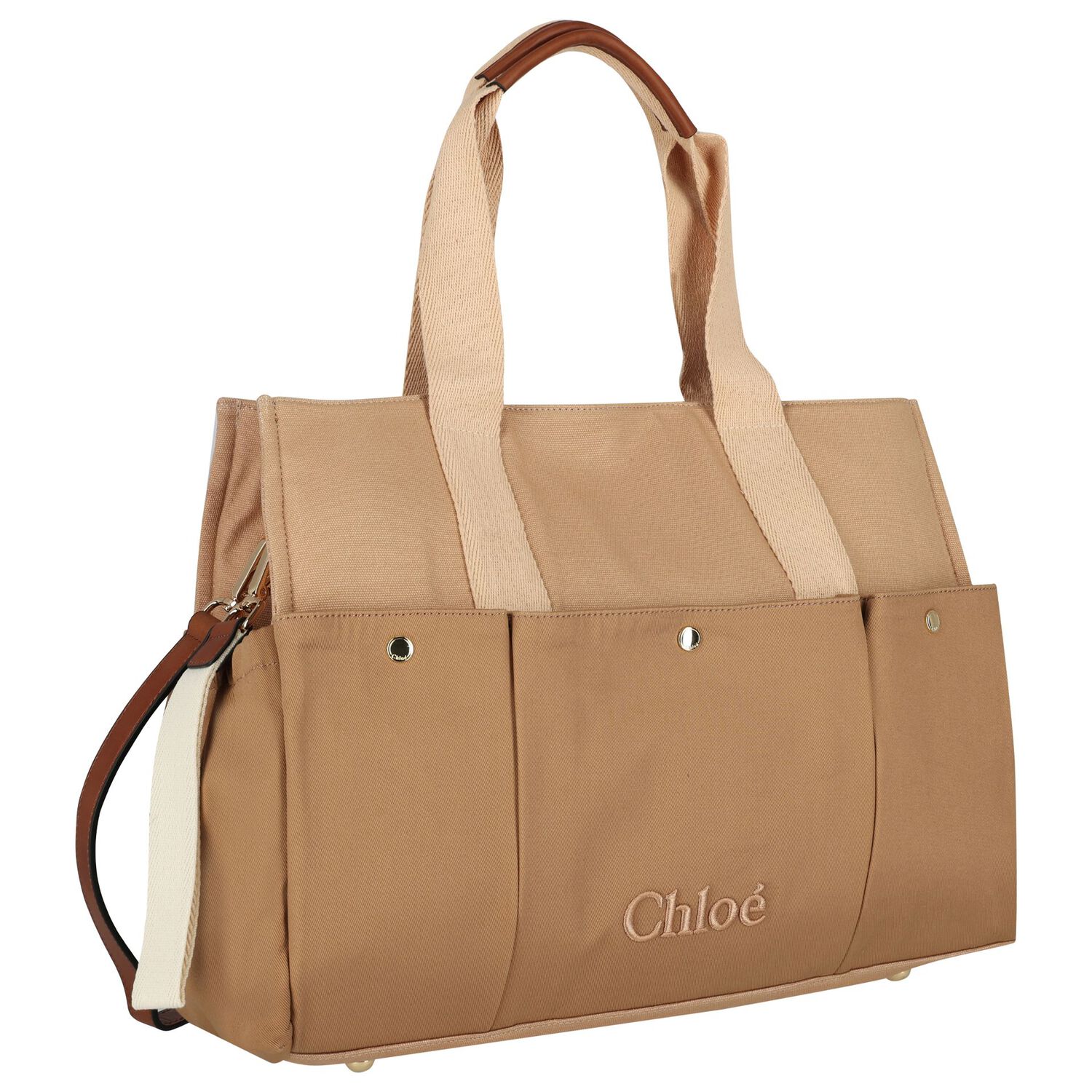 Beige Canvas Baby Changing Bag, 1, hi-res