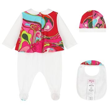 Baby Girls White & Pink Orchidee Babygrow Gift Set
