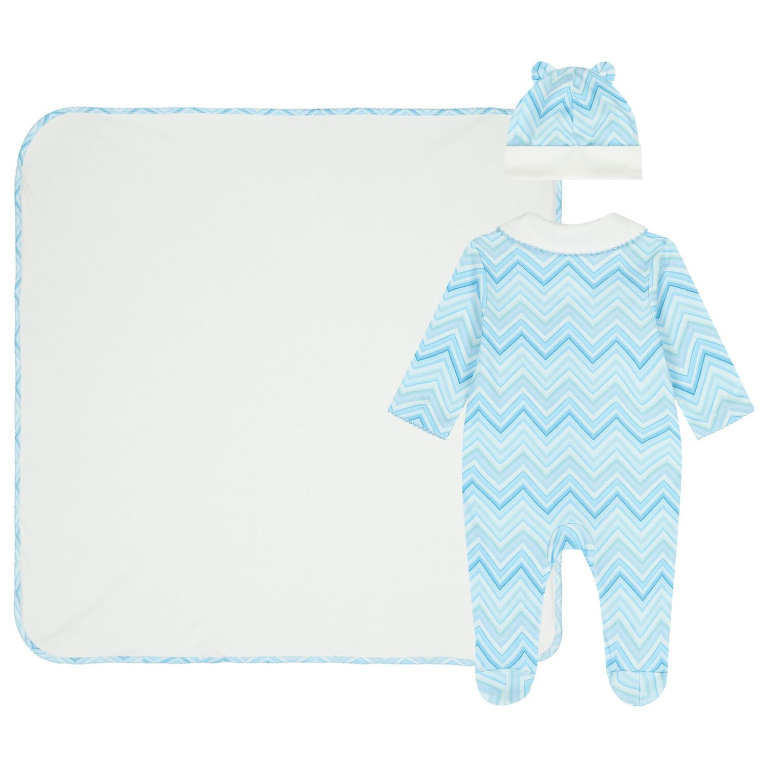 Baby Boys Blue Zig Zag Babygrow Gift Set  , 1, hi-res