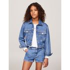 Girls Blue Logo Denim Jacket, 1, hi-res