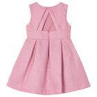 Girls Pink Satin Flower Dress, 2, hi-res