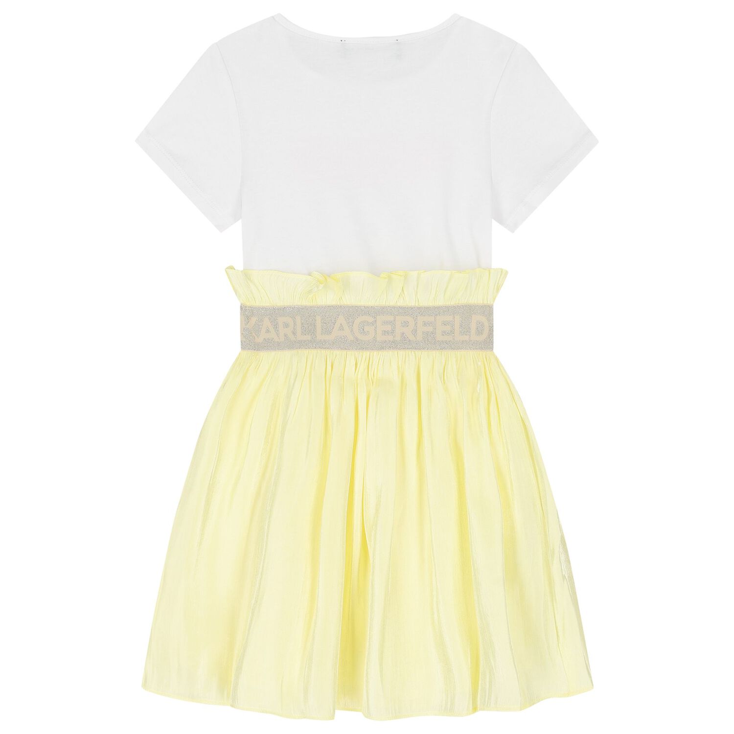 Girls White & Yellow Logo Dress, 1, hi-res