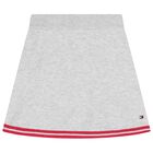 Girls Grey Logo Knitted Skirt, 1, hi-res