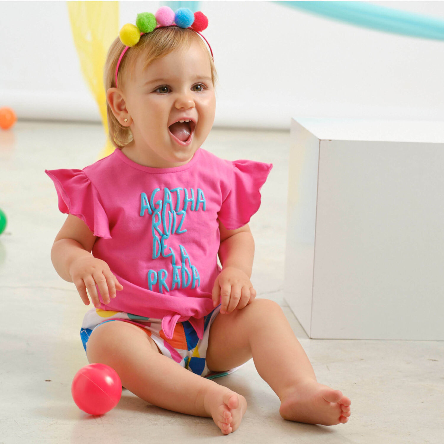 Girls Pink & Multicolor Short Set, 1, hi-res image number null