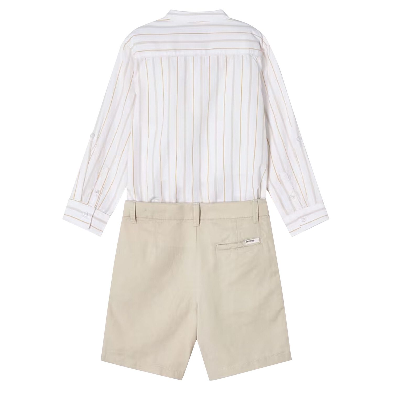 Boys Ivory & Beige Shorts Set, 1, hi-res