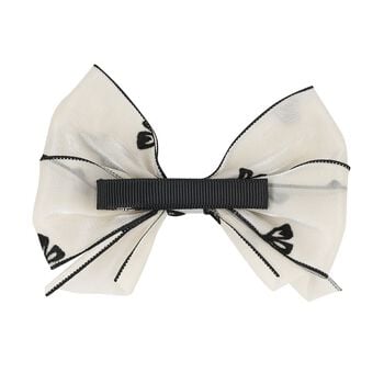 Girls White & Navy Blue Bow Hairclip
