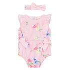 Baby Girls Pink Floral Bodysuit Set, 1, hi-res