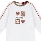 Baby Girls White & Pink Logo Babygrow, 2, hi-res