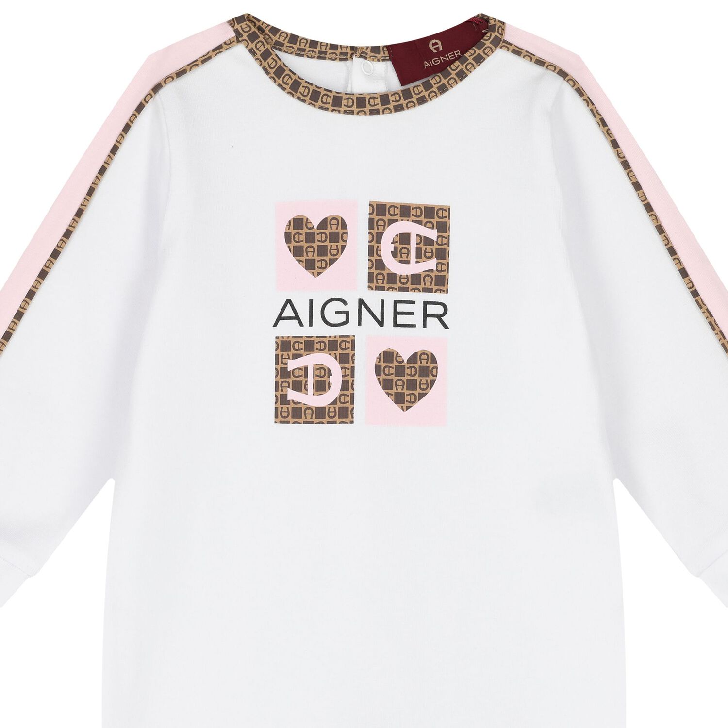 Baby Girls White & Pink Logo Babygrow, 2, hi-res
