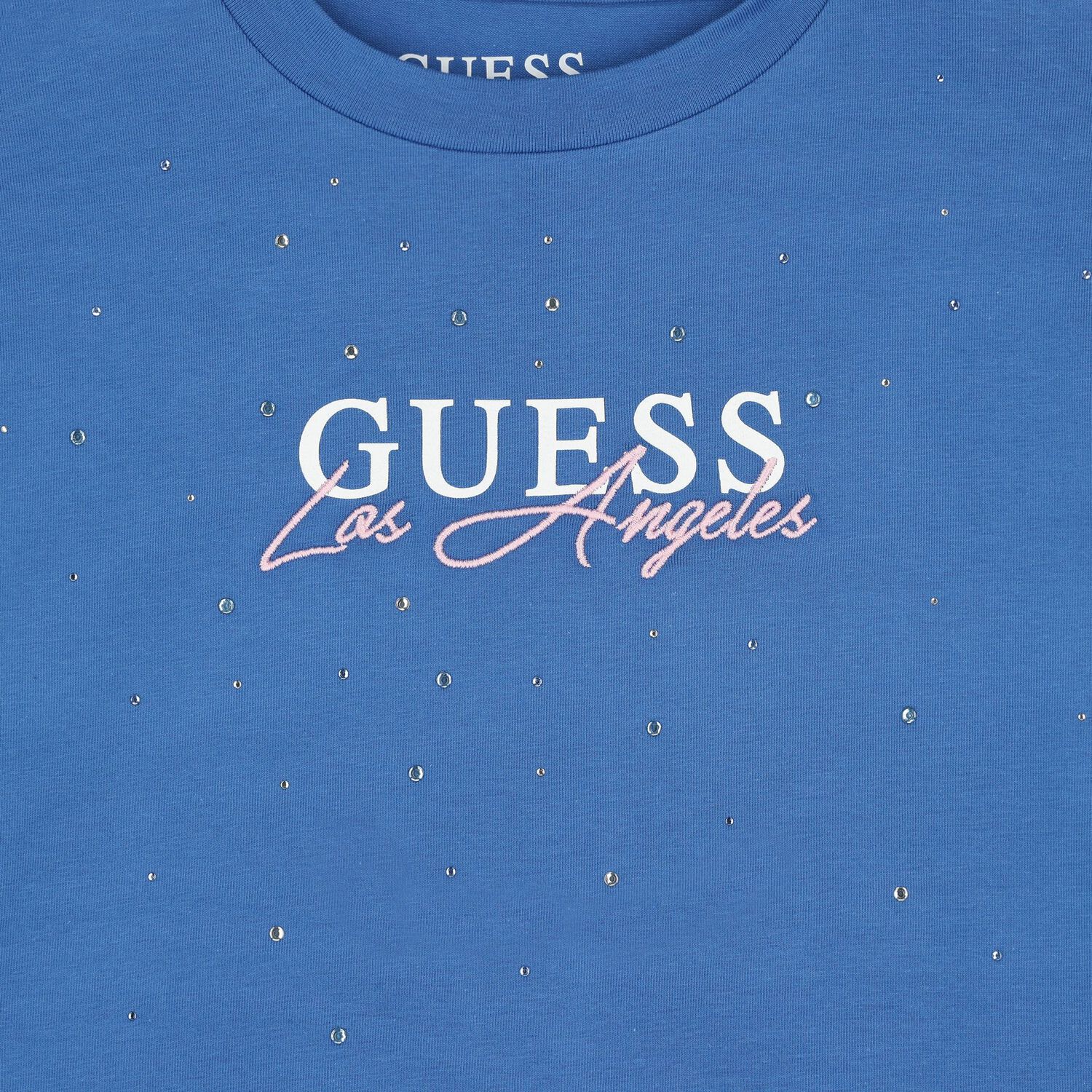 Girls Blue Embellished Logo T-Shirt, 2, hi-res image number null