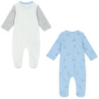 Baby Boys White & Blue Giraffe Babygrows ( 2-Pack ), 1, hi-res