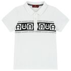 Boys White Logo Polo Shirt, 1, hi-res