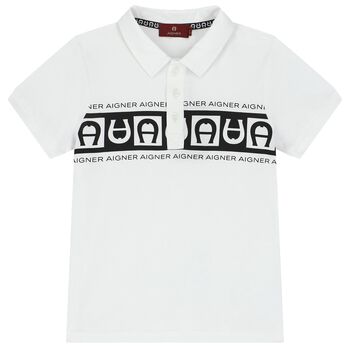 Boys White Logo Polo Shirt