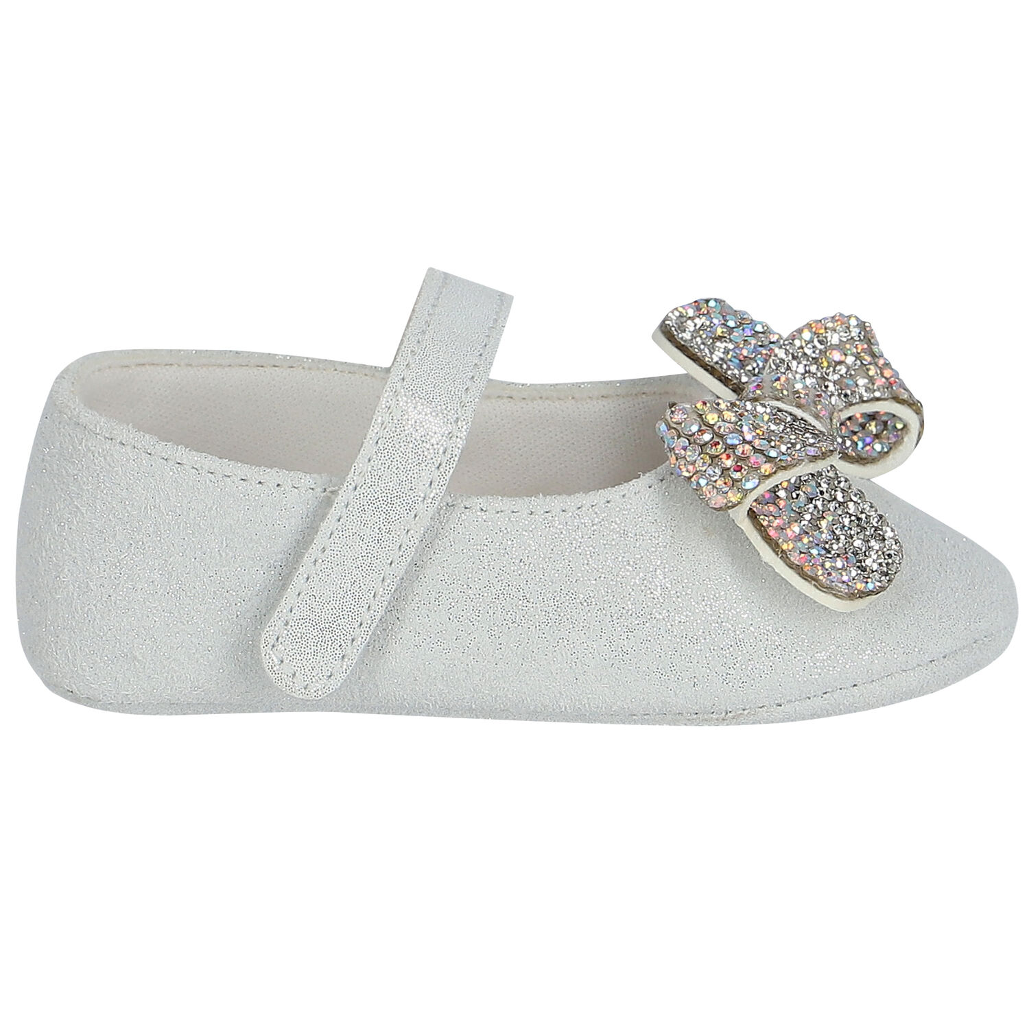 Baby Girls White Crystal Shoes, 1, hi-res