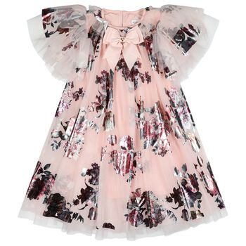 Girls Pink Tulle Darcey Floral Dress