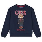 Boys Navy Blue Teddy Bear Sweatshirt, 2, hi-res