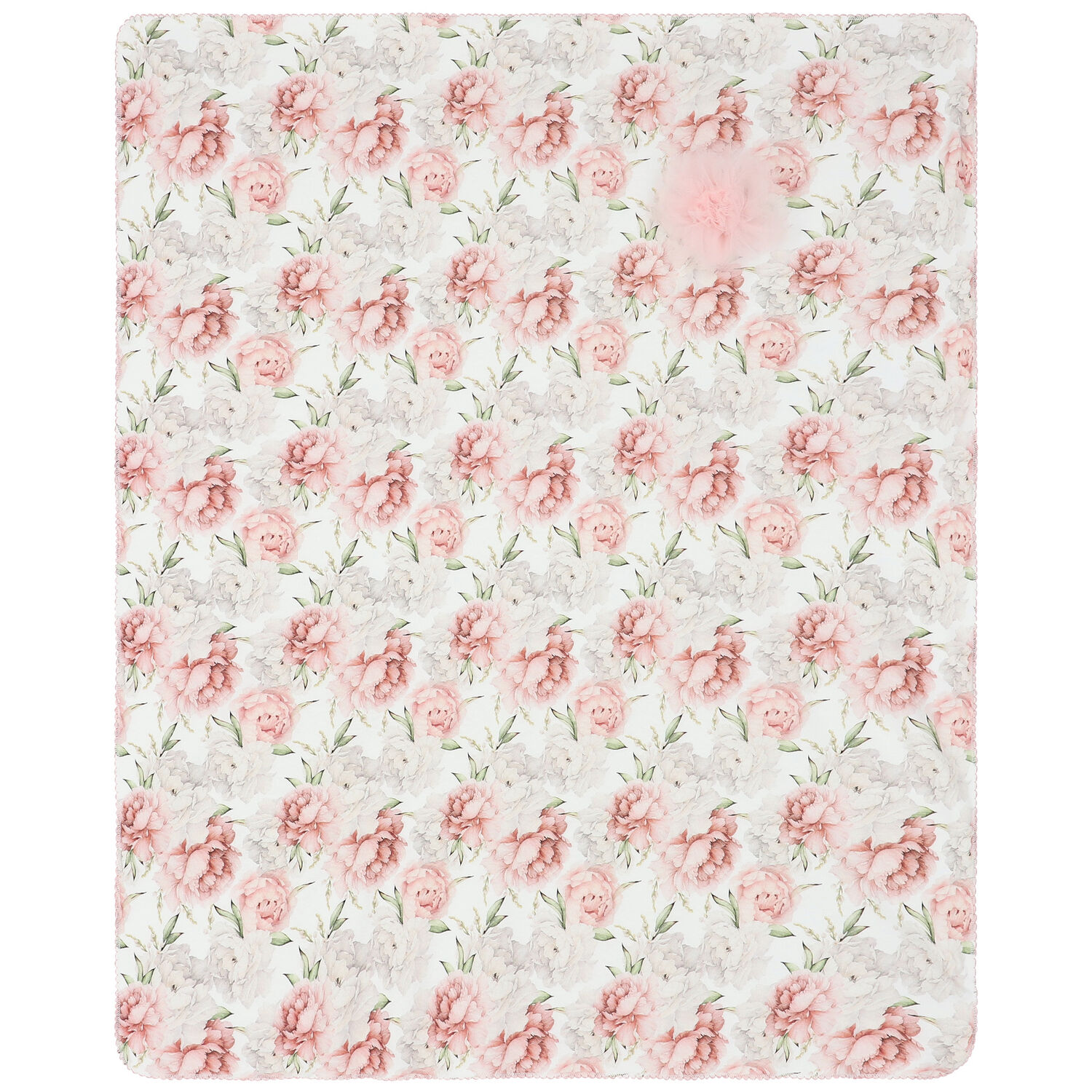 Baby Girls White Floral Blanket, 1, hi-res