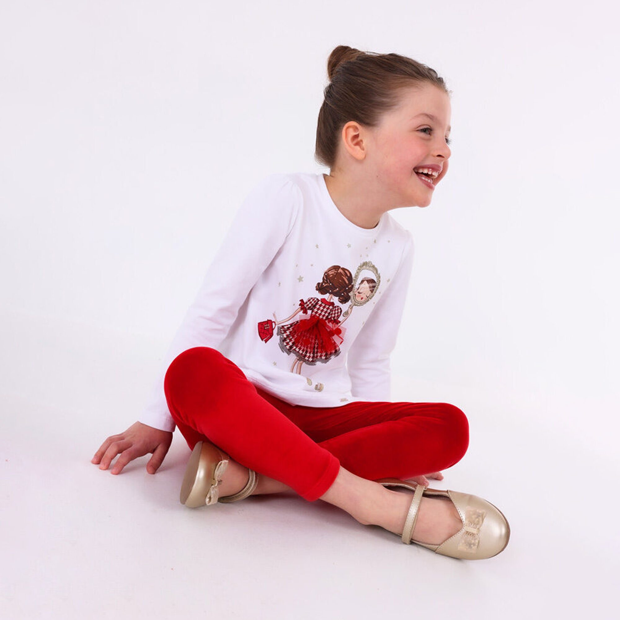 Mayoral Girls White Red Leggings Set Junior Couture UK