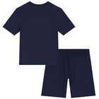 Boys Navy Logo Shorts Set, 3, hi-res