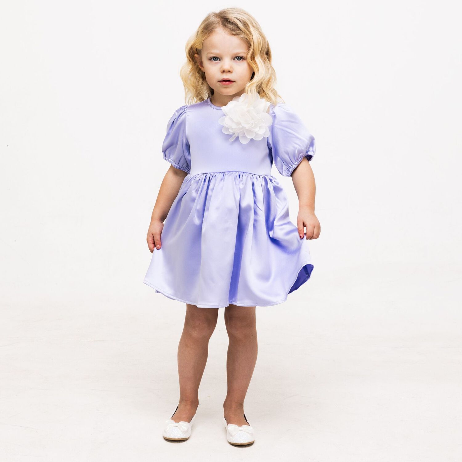 Girls Purple Flower Dress, 1, hi-res