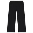 Girls Black Logo Trousers, 1, hi-res