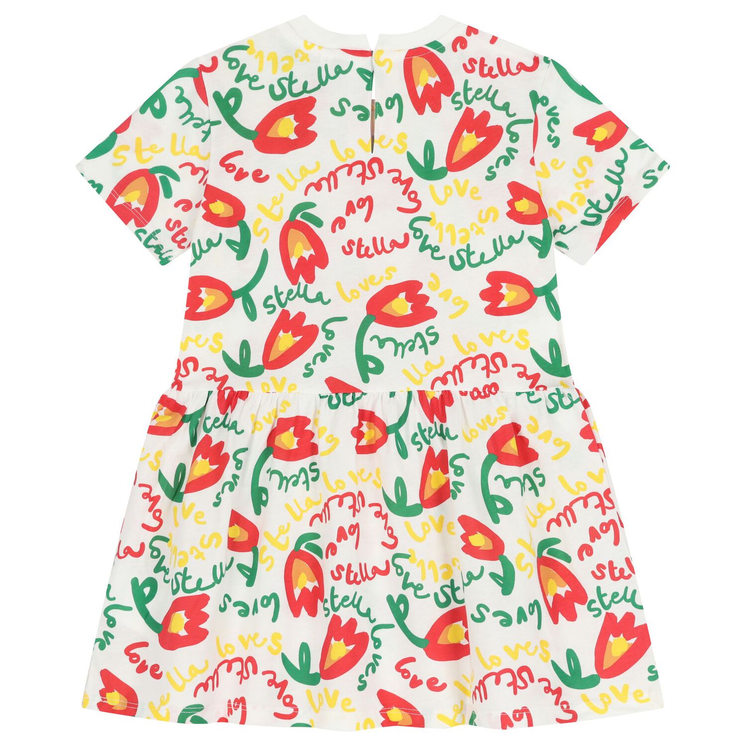 Girl White Logo Floral Dress, 1, hi-res