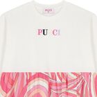 Girls Pink & White Logo Iride Dress, 2, hi-res