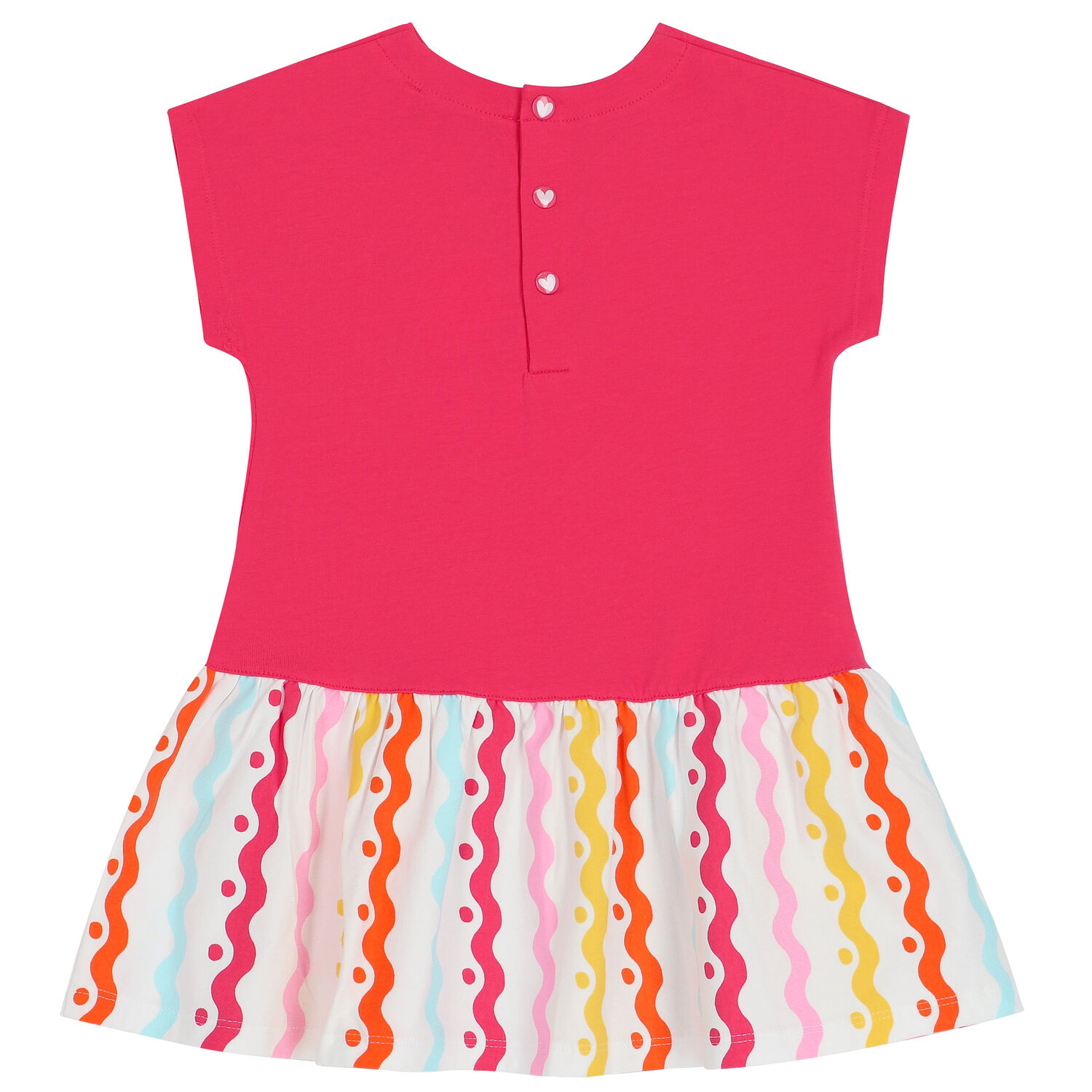 Girls Pink & White Heart Dress, 1, hi-res