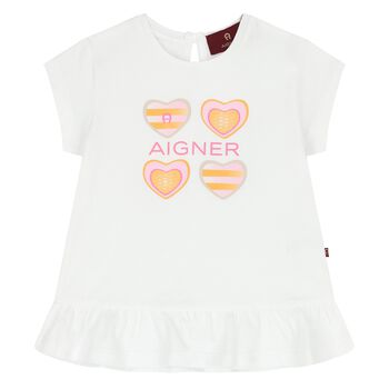 Younger Girls White Logo T-Shirt