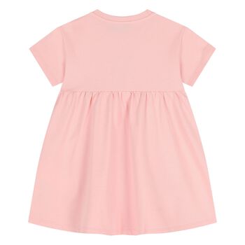 Younger Girls Pink Teddy Bear Logo Dress 