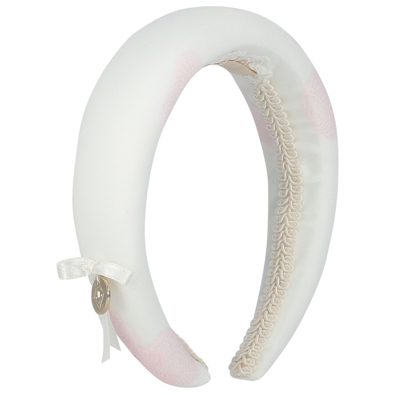 Girls Pink & White Jacquard Headband, 1, hi-res