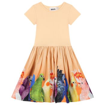 Girls Orange Parrot Dress