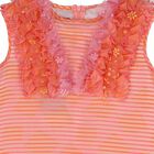 Girls Orange Stripe Dress, 1, hi-res