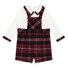 Baby Boys White & Red Tartan Romper, 1, hi-res