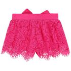 Girls Pink Lace Shorts, 2, hi-res