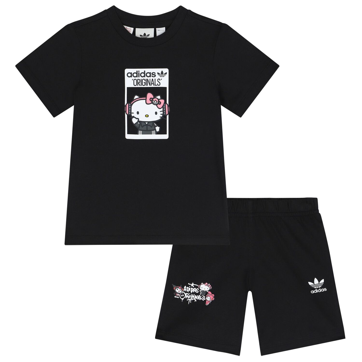 Younger Girls Black Hello Kitty Shorts Set, 1, hi-res image number null